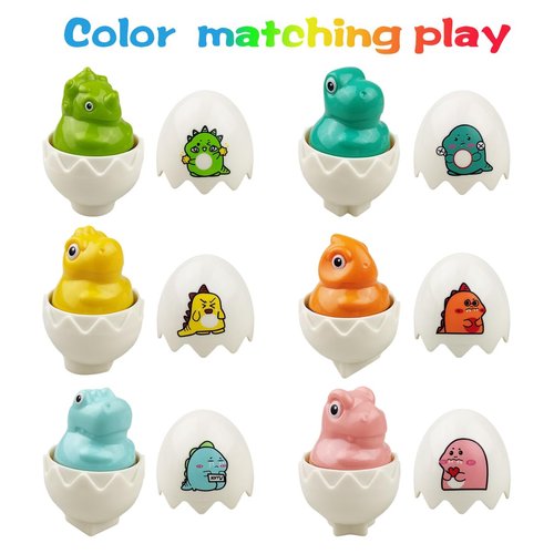 Pinkiwine Easter Hide & Squeak Dinosaur Eggs Montessori Sorting & Matching Learning Toys for Toddlers Kids Boys Girls Easter Basket Stuffers Gifts Party Favors