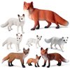 SIENON 8Pcs Fox Toy Figures Arctic Fox and Red Foxes Figurines Set Fox Family Forest Animals Figures Woodland Animal Figurines Miniature Fox Animals Toys Cake Topper for Woodland Theme Birthday Party