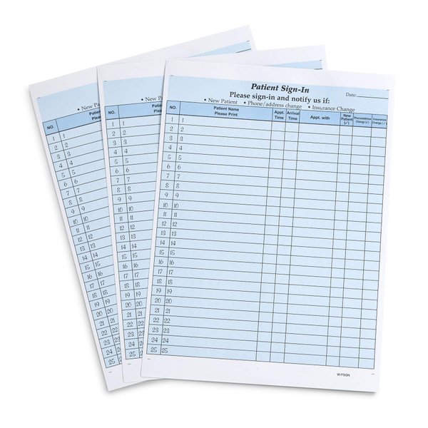 Blue Summit Supplies 25 Patient Sign In Forms, Carbonless 3 Part Forms with Peel Away Adhesive Labels, HIPAA Compliant for Privacy in Doctor, Medical, Dental Office, Blue, 25 Pack