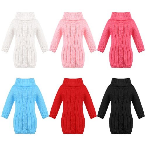 Fourluoo 6 Pcs Doll Clothes 11.8 Inch Doll Accessories Clothes Sweater Set Knitted Clothing for Elf Doll Dress up for Christmas Birthday Gift(Bright Color)
