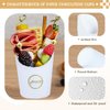 50 Sets 14oz Disposable Charcuterie Cups with 200 Sticks, 50 Bags & 50 Stickers | Eco-Friendly Snack Holders for French Fries, Fruits, Desserts | Birthday Wedding Party Supplies（ white）