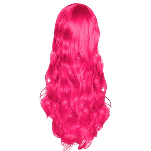 Rbenxia Curly Cosplay Wig Long Hair Heat Resistant Spiral Costume Wigs Anime Fashion Wavy Curly Cosplay Daily Party 32" 80cm (Hot Pink)