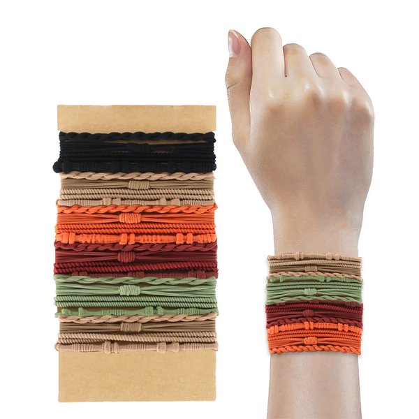 JELIEE 24pcs Boho Hair Ties Bracelet Multy-Colored 4 Styles Boho Hair Ties Stretch Hair Ties for Ponytail Holders No Damage Hair Elastic Hair Bands Gifts for Women Teenager