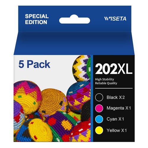 202XL Ink Cartridges Remanufactured Replacement for Epson 202 XL 202XL T202XL High Yield to Use with Workforce WF-2860 Expression XP-5100 Printer (2Black, Cyan, Magenta, Yellow 5 Pack)