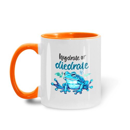Funny Hydrate or Diedrate Adorable Blue Frog 11oz, 15oz Coffee Ceramic Mug, Accent Mugs, Camping Mug