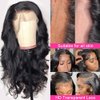 RLTEO Body Wave Lace Front Wigs Human Hair Pre Plucked 180% Density HD Lace Frontal Wigs 13x4 Glueless Human Hair Wigs for Women with Baby Hair Natural Hairline Black Color 18 Inch