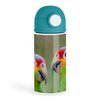 Empowering Parrot Enthusiast 12oz Kids Green Bottle – Detail of vibrant Red-lored parrots on a green background – Zoo Trip, Eco-Friendly Lunch