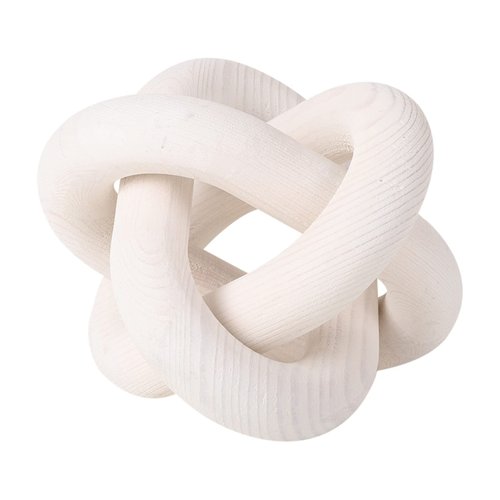 Renococo Wood Chain Link Decor 3-Link,6 Inch Dia Wood ,White/Wood Color Hand Carved,Knot Decorative Object,Coffee Table Decor,Country Chain Knot Decor,Mom Gifts