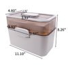 AnRui 3-Tier Medicine Storage Box, Emergencies First Aid Kit Container, Portable Plastic Medicine Storage Organizer Holder Multipurpose Box with Handle for Home, Travel, Camping, School (Beige Brown)