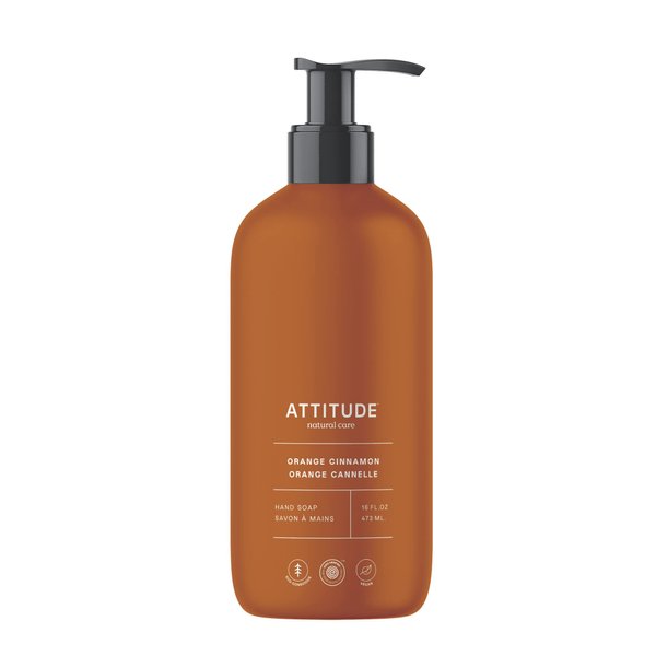 ATTITUDE Limited Edition Liquid Hand Soap, EWG Verified, Plant and Mineral-Based, Vegan Personal Care Products, Orange Cinnamon, 16 Fl Oz