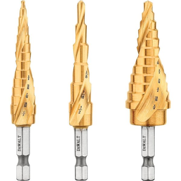 DEWALT Drill Bit Set, 3 Piece, Titanium Nitride Coated, Longer Life and Better Chip Removal (DWA1790IR)