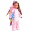 sweet dolly 18 Inch Doll Clothes Unicorn Onesie Pajamas Rainbow Color Hair Bow Clips Costume Fits 18 Inch Doll (Doll Not Included)