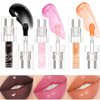 KTouler 3Pcs Translucent Lip Gloss, Plumping Lip Oil/Mirror Highlight Lip Gloss,Moisturizing Hydrating And Nourishing Lip Plumper Gloss (Pink+Honey+Black, B)