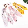 Silk Hair Scrunchies, Hair Scarf with Flower Pattern, Stripe Printed Hair Bobbles for Ponytail Holder (5 Pcs Flower Pattern Silk)