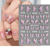 3Sheets 5D Jelly Crystal Flower Nail Stickers for Nail Art,Embossed Relief Nail Design Butterflies Flower Nail Decals Spring Summer Colorful Floral Petals Butterfly Nail Art Stickers Nail Accessories