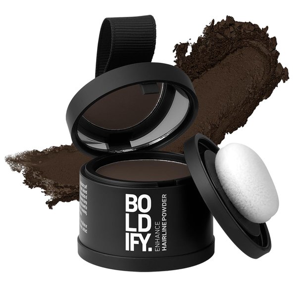 BOLDIFY Hairline Powder Instantly Conceals Hair Loss, Root Touch Up Hair Powder, Hair Toppers for Women & Men, Hair Fibers for Thinning Hair, Root Cover Up, Stain-Proof 48 Hour Formula (Ash Brown)
