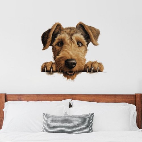 Welsh Terrier Wall Decals Dog Mom Gift Wall Sticker Vinyl Mural Decals Reusable Home Decals for Classroom Bike Backdrop Wall Art Holiday Decorations 18in