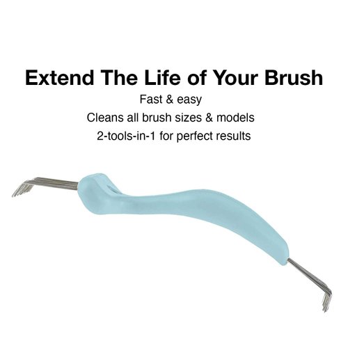 Olivia Garden Brush Cleaner 2-tools-in-1, Blue