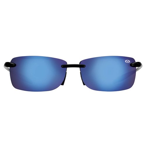 Flying Fisherman Cali Polarized Sunglasses For Fishing and Outdoor Sports, Gloss Black, Blue Mirror