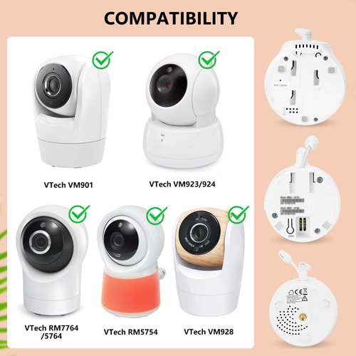 Adjustable Baby Monitor Mount for VTech VM901/VM924/VM928/VM923/RM7764/RM5764/RM5754 Baby Monitor, Flexible Tripod Holder for Crib, with Non-Slip Silicone, Tool-Free Installation