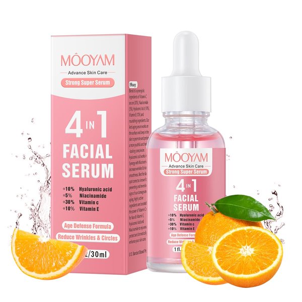 Vitamin C Face Serum, Hydrating Facial Serum with Vitamin C, Hyaluronic Acid, Niacinamide, Vitamin E, Anti Aging, Brightening Serum for Dark Spots, Fine Lines & Wrinkles,Facial Serum for All Skin 30ml