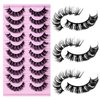 LuckForever 10 Pairs False Eyelashes Russian Strips Eye Lashes Wispy False Lash Fluffy Eyelash Extension Natural Look D Curly Volume Fake Eyelashes Reusable Eye Lash for Women Girls