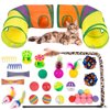 Retro Shaw Cat Toys for Indoor Cats 33 Pack,Kitten Toy Interactive Cat Feather Toy,Collapsible Cat Tunnel Tube Tent,Cat Springs Bell Rainbow Ball Crinkle Toy Mice Toy Pompom Ball Kitty Chase Exercise