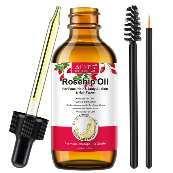 SOLOTREE Rosehip Oil for Face, Skin Moisturizer Rosehip Oil, Nourishing Hair Care, Rosehip Oil For All Skin & Hair Types 2.02 FL.OZ