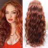 Xiweiya Copper Red Lace Front Wigs Long Loose Wavy Curly Lace Wig Middle Part Auburn Synthetic U Part 1*4 Lace Front Wigs Natural Hairline Heat Resistant Fiber Wig High Density Hair for Women 26 Inch…