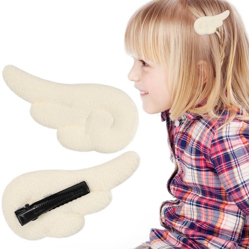 Beaupretty Angel Wings Hair Clips, Cartoon Hair Clips Cute Adorable Hair Barrettes Plush Non Slip Hair Clamps Barrettes for Girls and Women (White)