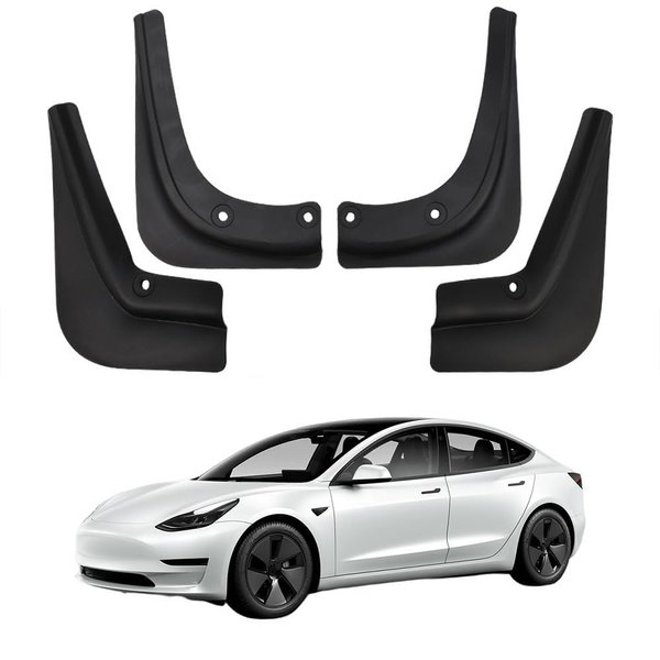 JSCARLIFE Mud Flaps Kit for T-esla Model 3 2017-2023 Premium Front Rear Set, Mud Flaps Splash Guards Mudguards Protective Fender 4pcs, Moulded Full Protection Set Splash Mud Guards