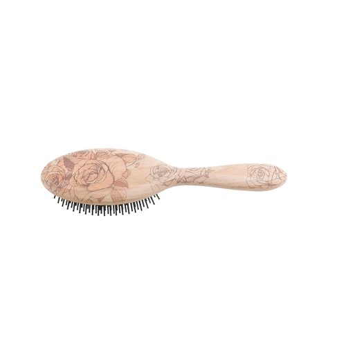 Lombard Cutlery Wooden Hair Paddle Brush with Anti Static Effect (Pink Rose)