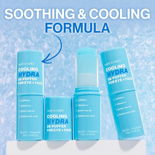wet n wild Cooling Hydra De-Puffer, Soothing Face Makeup Primer Stick with Vitamin E & Caffeine, Instant Skin Refreshments for All Skin Types and Complexions, Vegan & Cruelty-Free