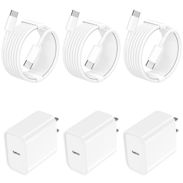 【MFi Certified】iPhone 16 Charger Fast Charging, Linocell 3Pack 10FT Long Type-C Cable + 20W PD USB-C Power Type-C Wall Charger Block for iPhone 16/16 Pro/16 Pro Max/15 Pro/iPad Pro/Air/Mini/iPad 10th