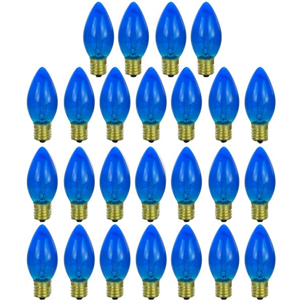 Sunlite Incandescent C9 Colored Night Light Bulb, 7 watts, 120 Volts, Intermediate E17 Screw Base, 2000 Rated Hours, Christmas-Lights Nightlight, Transparent Blue, 25 Pack