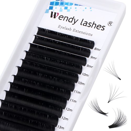 Eyelash Extensions C/D Curl Easy Fan Lash Extensions 0.07mm Optinal 11-17mm Length Mega Volume Eyelash Extension 3D~10D Self Fanning Lashes (0.07-CC, 8-14mm)