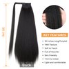 WIGNEE Kinky Straight Ponytail Wrap Around Long Ponytail Extension Natural Black Yaki Ponytail Extension for Black Women Pony Tails Hair Extensions (Natural Black, 30 Inches)