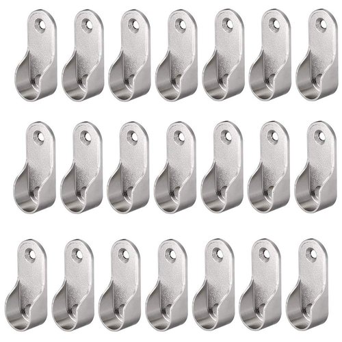 Eeych 40pcs Zinc Alloy Hardware Oval Closet Rod End Supports 16mm x 30mm Wardrobe Flange Bracket Holder