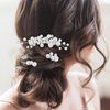 9 Pieces Pearl Bride Wedding Hair Comb Pearl Hair Pins Set Silver Bridal Side Comb U Shape Bridal Hair Clip Pearl Bobby Pins Updos Hair Piece Wedding Hair Accessories for Women Girls