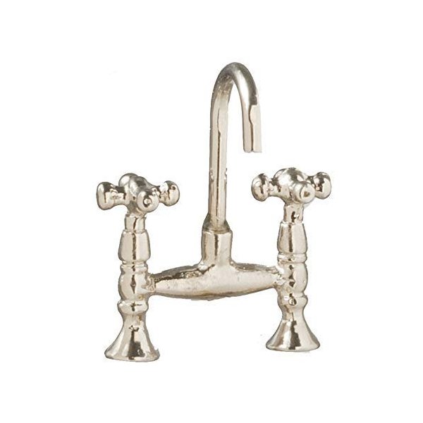 Melody Dollhouse Chrome Mixer Tap Faucet Old Fashioned Miniature Kitchen Accessory