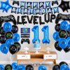 11th Video Game Birthday Party Decoration Balloons Game on Party Supplies Set Include Happy Birthday Banner Foil Balloon Latex Balloon Ideal for Kids Boys Party Room Indoors Outdoor Activities Decor