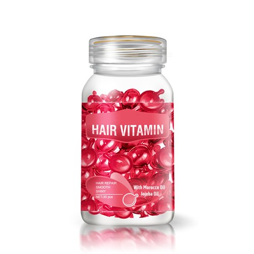 Hair Oil Capsules, Hair Treatment Serum Oil Capsules Contains Moroccan Jojoba Oil & Vitamin A C E and B5, Hair Care Vitamin Capsules for Hair Moisturizing anti-frizz Repair Maintenance (30pcs, Red)