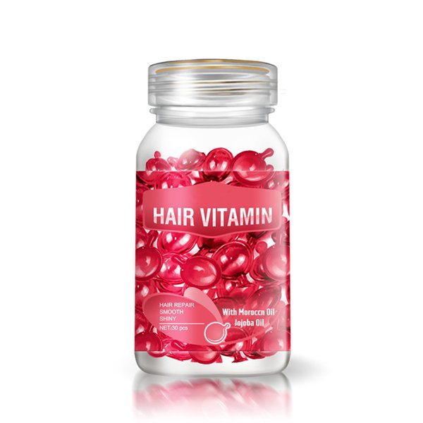 Hair Oil Capsules, Hair Treatment Serum Oil Capsules Contains Moroccan Jojoba Oil & Vitamin A C E and B5, Hair Care Vitamin Capsules for Hair Moisturizing anti-frizz Repair Maintenance (30pcs, Red)