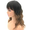 JOLNVCA Short Wavy Bob Wig with Bangs Black Ombre Brown Wigs Women Girls Shoulder Length Bob Curly Wigs Heat Resistant Synthetic Wig Daily Party Cosplay Wig