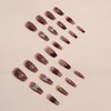 Hkanlre Dark Red Press on Nails French Coffin Fake Nails Tips Full Cover Butterfly Medium False Nails for Women and Girls 24PCS