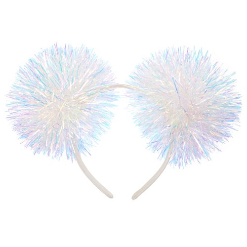 Minkissy Tinsel Bling Pom Pom Headband Pom Pom Headband Pom Pom Headbopper Pom Pom Costume Headwear for Kids Adults Pom Pom Hair Band White Springs Head Bopper Alien Head Boppers