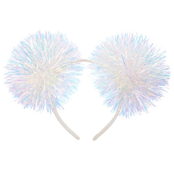 Minkissy Tinsel Bling Pom Pom Headband Pom Pom Headband Pom Pom Headbopper Pom Pom Costume Headwear for Kids Adults Pom Pom Hair Band White Springs Head Bopper Alien Head Boppers