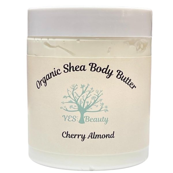 Organic Shea Body Butter Handmade - Cherry Almond - Rich & Creamy 8 oz