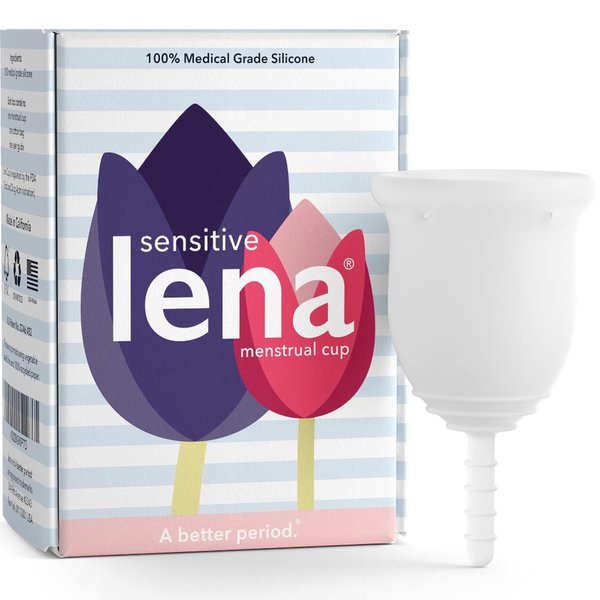 Lena Sensitive Menstrual Cup | Soft Reusable Beginner Period Cup | 12h Wear | Tampon, Pad, and Period Disc Alternative | Feminine Care Hygiene Products (Clear, Small)