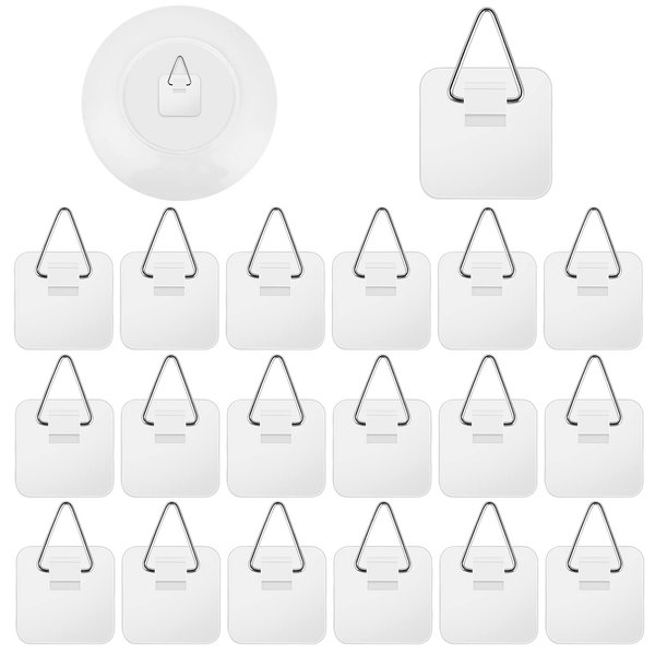 Prasacco 30 Pieces Plate Hangers for The Wall, Invisible Plate Hanger Wall Hanging Hooks Plastic Self-Adhesive Wall Plate Hanger Plate Holders Display Holder for Bathroom Kitchen Department Office